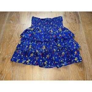 Maje Blue Floral Tiered Skirt Bohemian Style Size US Small 100% viscose